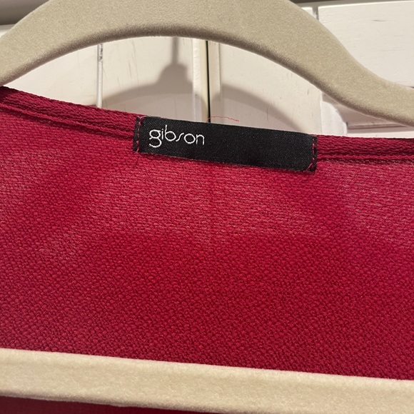 Gibson textured Maroon Red Peplum Ruffle Hem Bell Sleeve XL - Picture 3 of 3